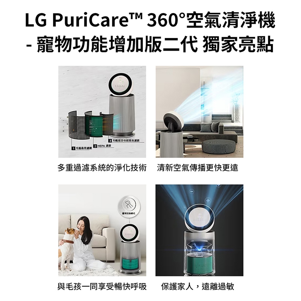 LG AS651DBY0 PuriCar 360&deg;空氣清淨機 寵物功能增加版二代 (單層), , large