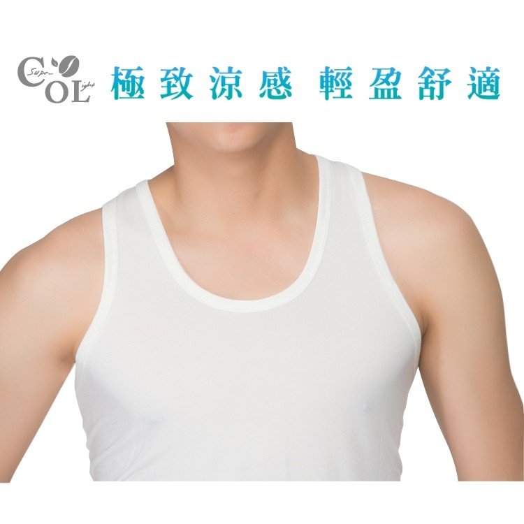 冰礦咖啡涼感輕著男背心-L300 涼感接觸 抑菌消臭, , large