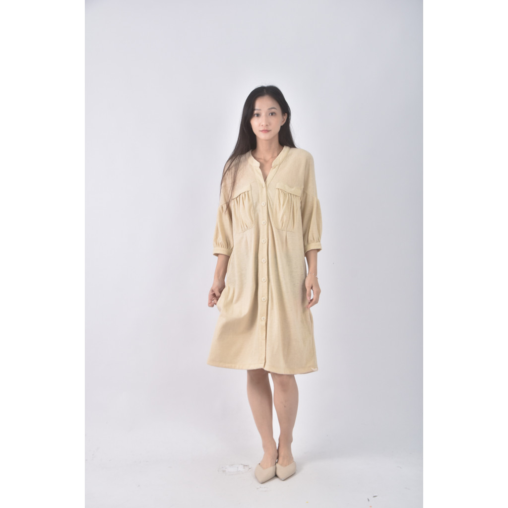 (F) e wear棉質純棉杏色洋裝二手衣, , large