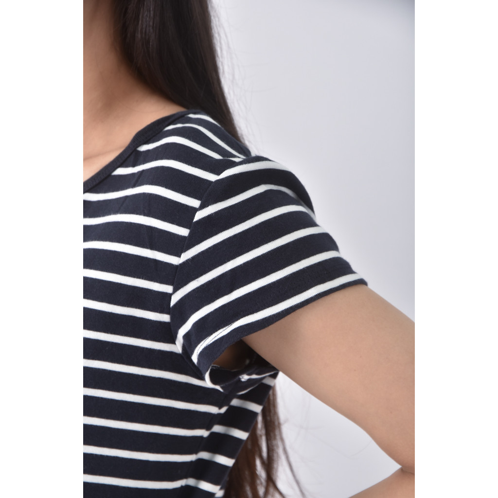 (S) esprit質感條紋藍色短袖上衣二手衣, , large