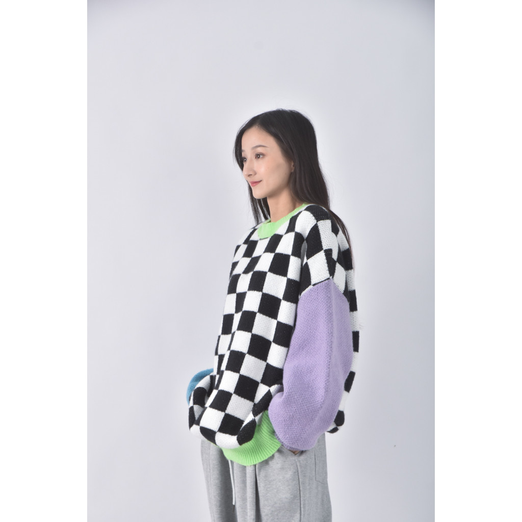 (2XL) le wong棋盤黑色長袖上衣二手衣, , large