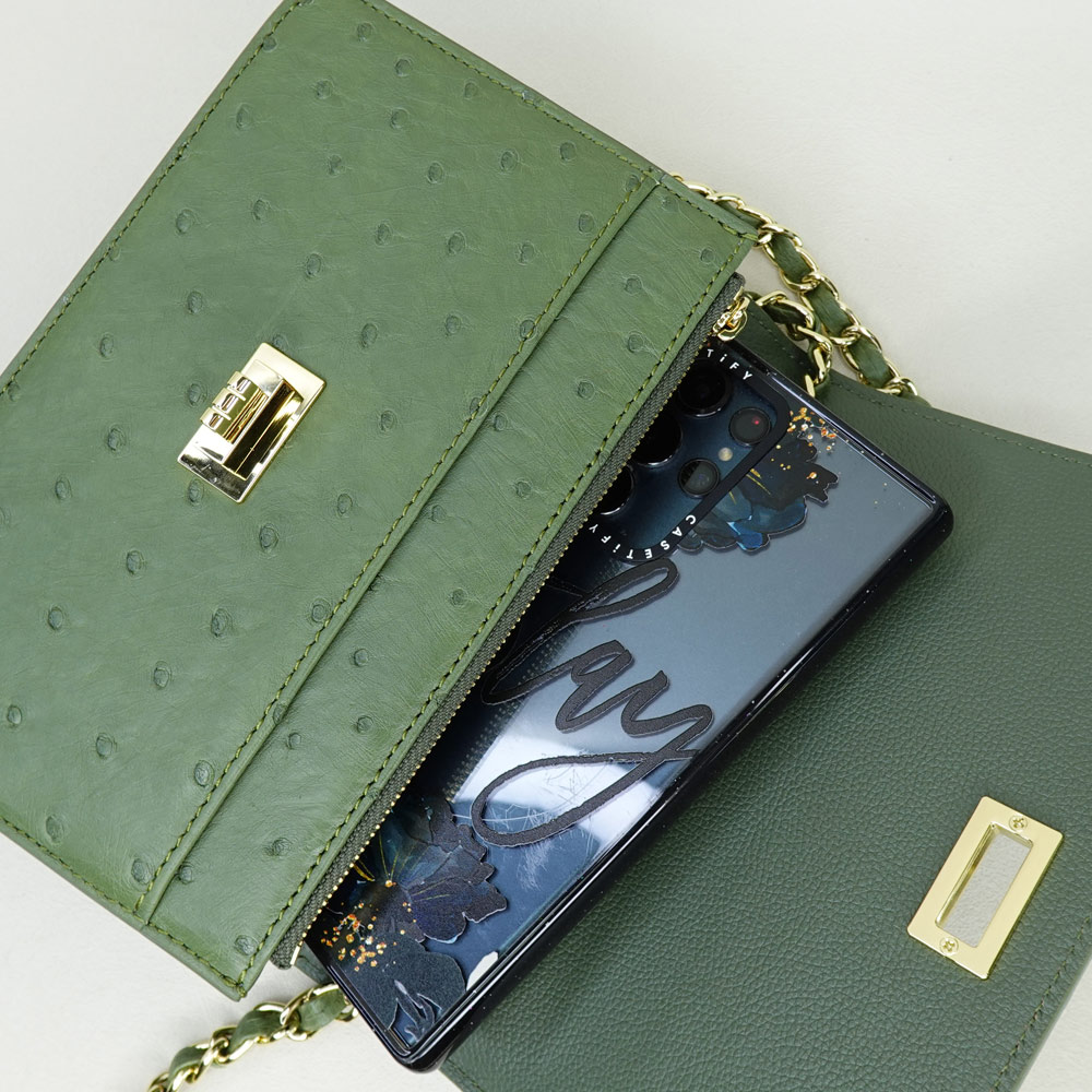 【M2nd】金妮鴕鳥皮鍊帶肩揹包(綠-T9436A), , large