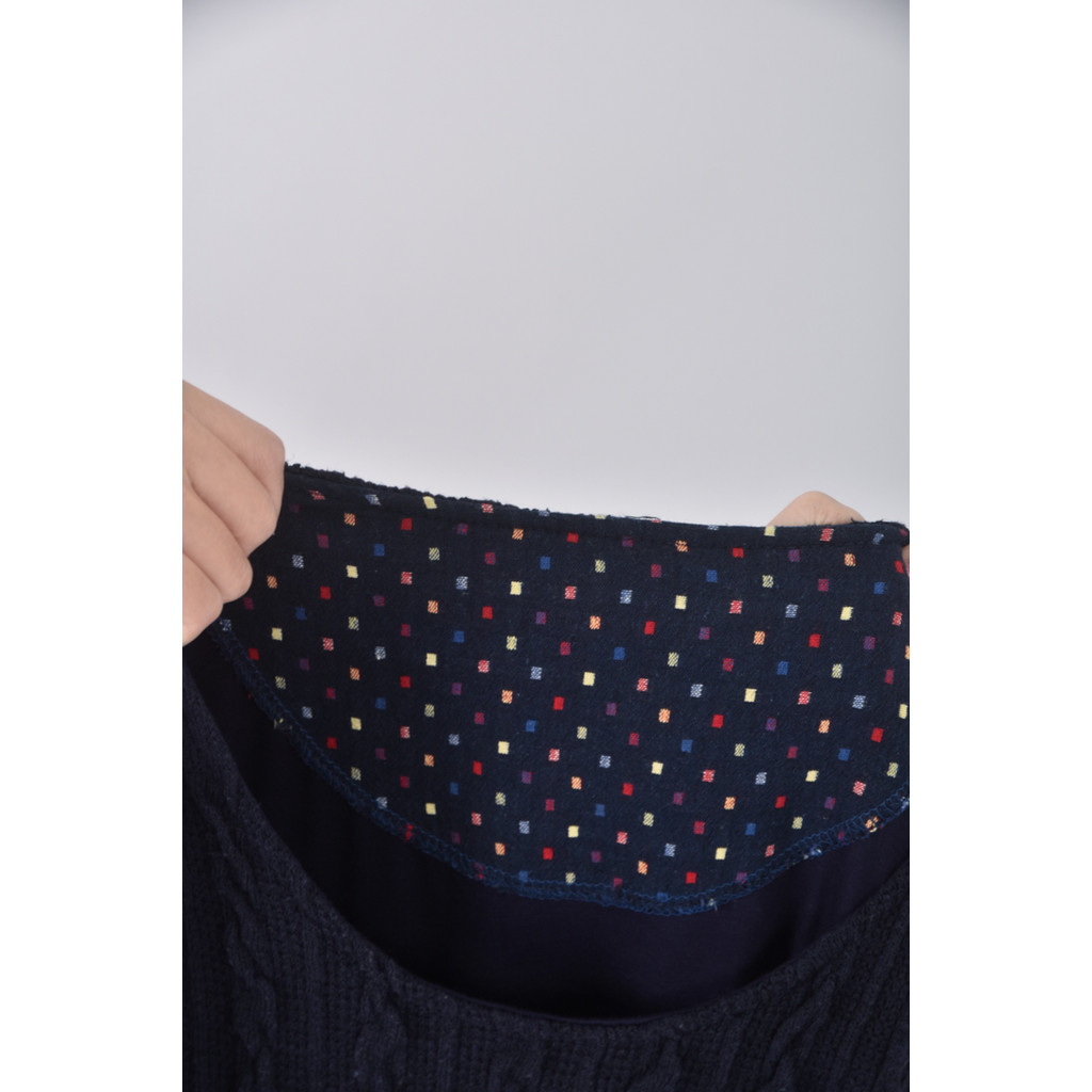 (M) b l u e棉質蝴蝶結藍色長袖上衣二手衣, , large