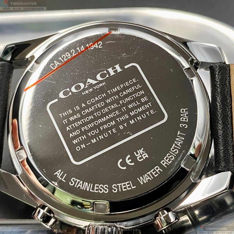 [星晴錶業]COACH手錶,42mm,CH00123墨綠色錶面銀黑錶殼深黑色真皮皮革錶帶款, , large