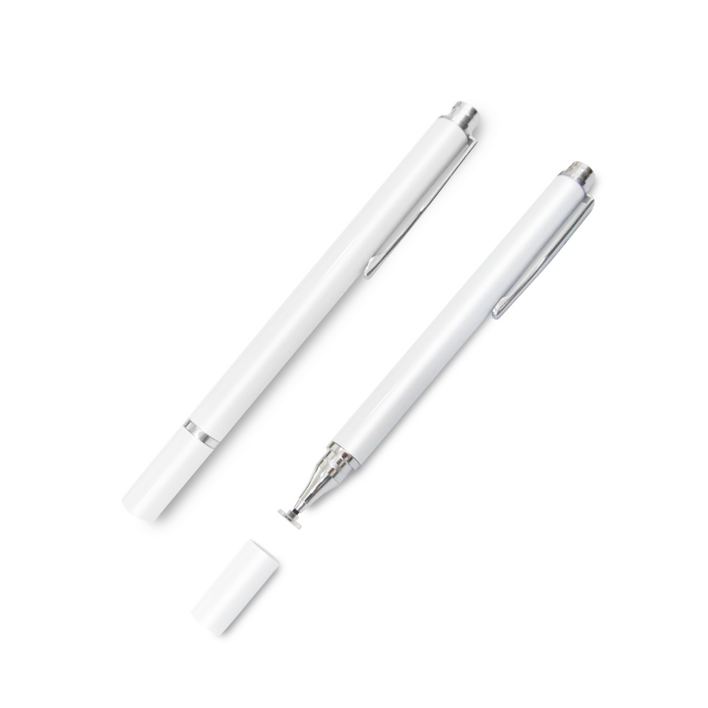 (4入組)【DP15極地白】筆夾款圓盤細字電容觸控筆, 白, large