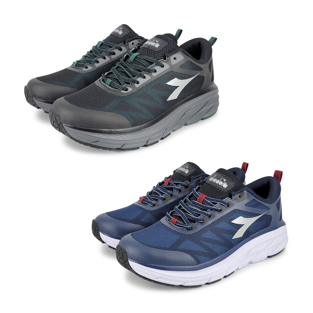 DIADORA迪亞多那 透氣耐用寬楦跑鞋 男鞋 男運動鞋 大尺碼 高腳背 寬腳板 吸震 回彈 厚底 緩震 穩定 EVA 防滑 黑 藍