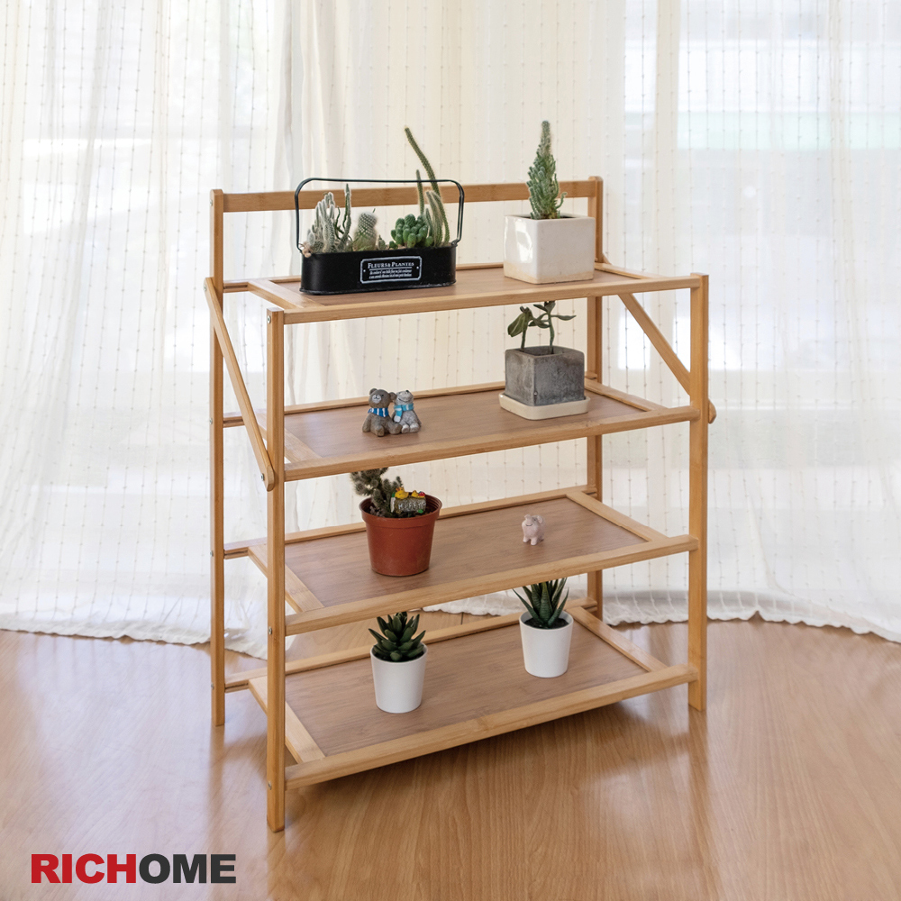 RICHOME-竹製免組裝4層架, , large