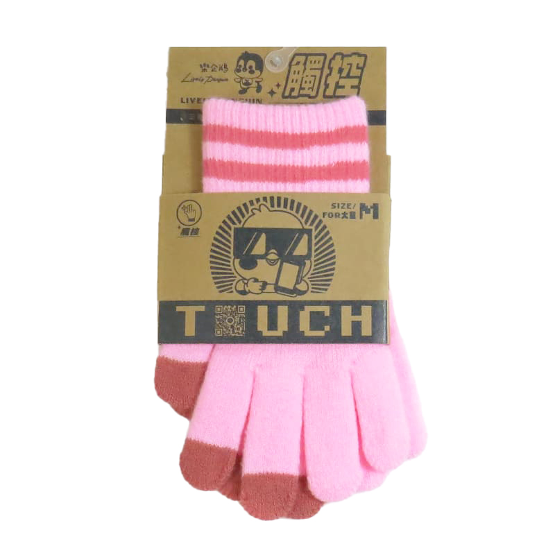 童樂企鵝保暖觸控手套-粉紅M