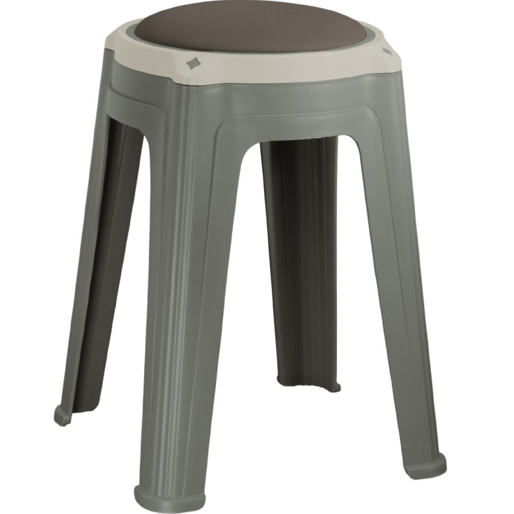 Leather upholstered round stool, plastic chair, dining table chair, available in 4 colors, , large