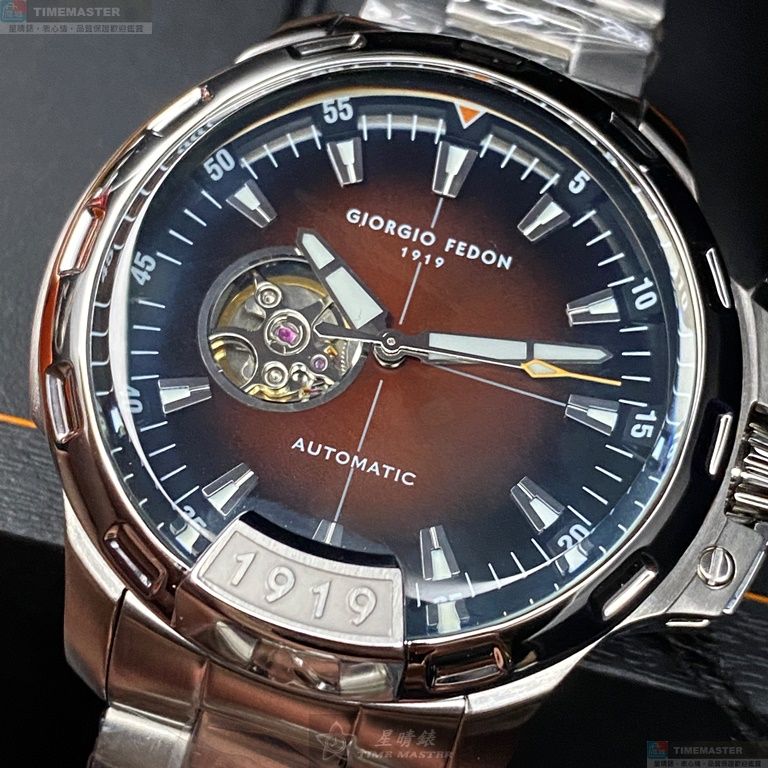 [星晴錶業]GiorgioFedon1919手錶,46mm,GF00068古銅色錶面銀錶殼銀色精鋼錶帶款, , large