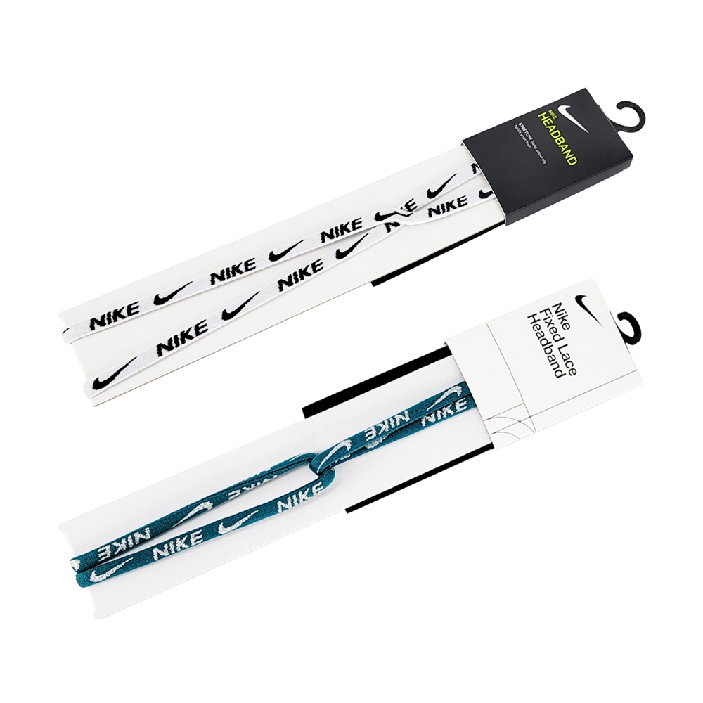 NIKE FIXED LACE 頭帶 健身 訓練 慢跑 籃球 戶外運動 止汗髮帶 簡約 時尚 彈性 柔軟 舒適 白 藍綠