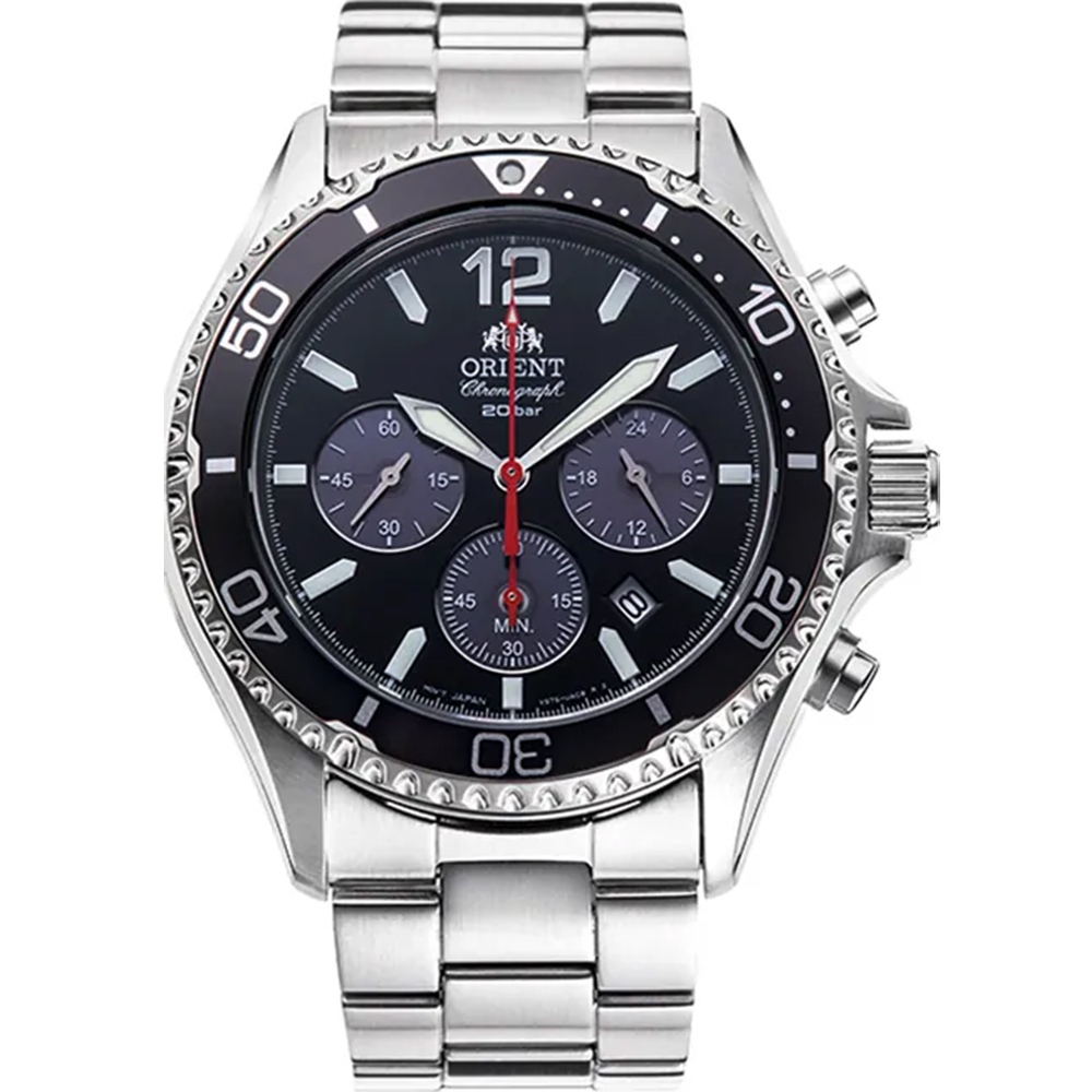 ORIENT 東方錶 Sports 熊貓錶 潛水風格太陽能三眼計時手錶-42.8mm RA-TX0202B, , large