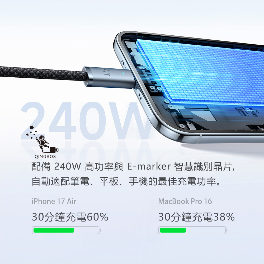 Mcdodo Cab Luma 240W USB-C to USB-C Air Cable 1.2m Black, , large