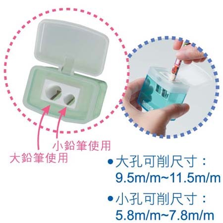 COX三燕 雙孔、可蓋式削筆器PS-20綠, , large