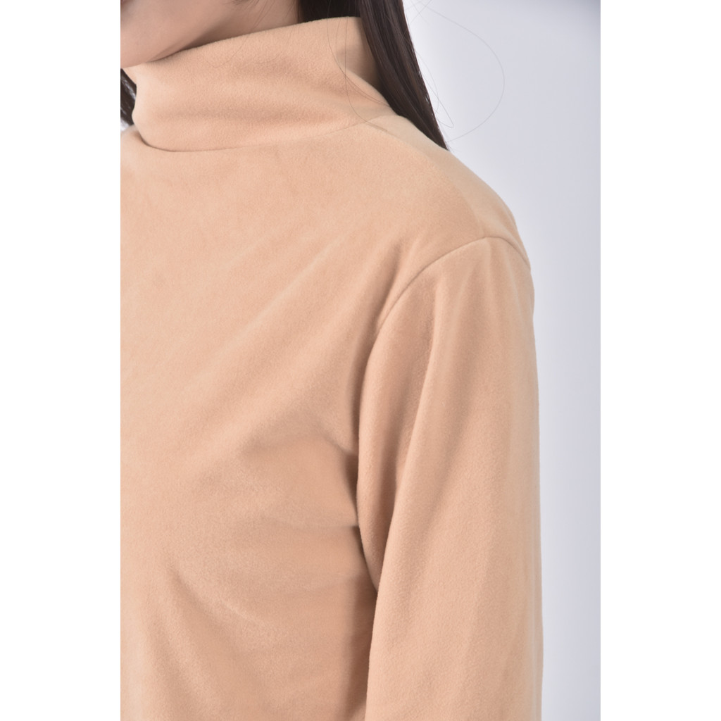 (S) 高領杏色長袖上衣二手衣, , large