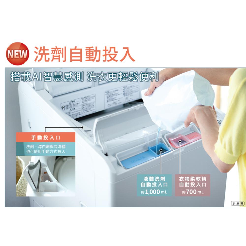 HITACHI AI Auto Detergent Dispenser Top Load Washer-Dryer Pearl White BWDX120EJ, , large