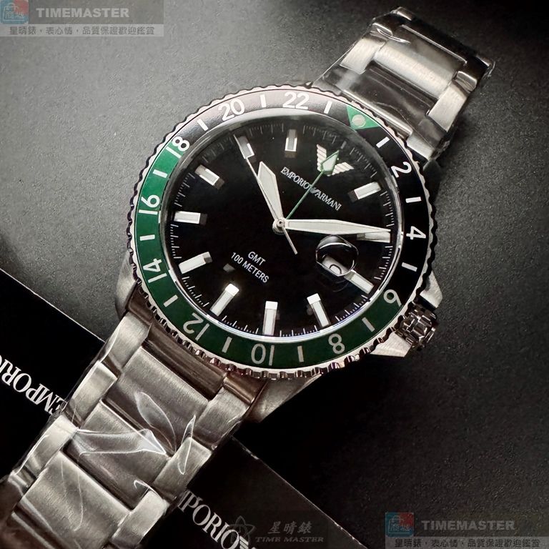 [星晴錶業]ARMANI手錶,42mm,AR00078黑色錶面銀錶殼銀色精鋼錶帶款, , large