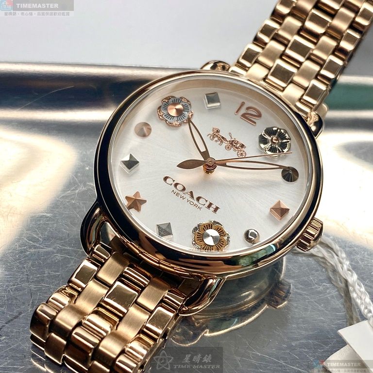 [星晴錶業]COACH手錶,36mm,CH00036白色錶面玫瑰金錶殼玫瑰金色精鋼錶帶款, , large
