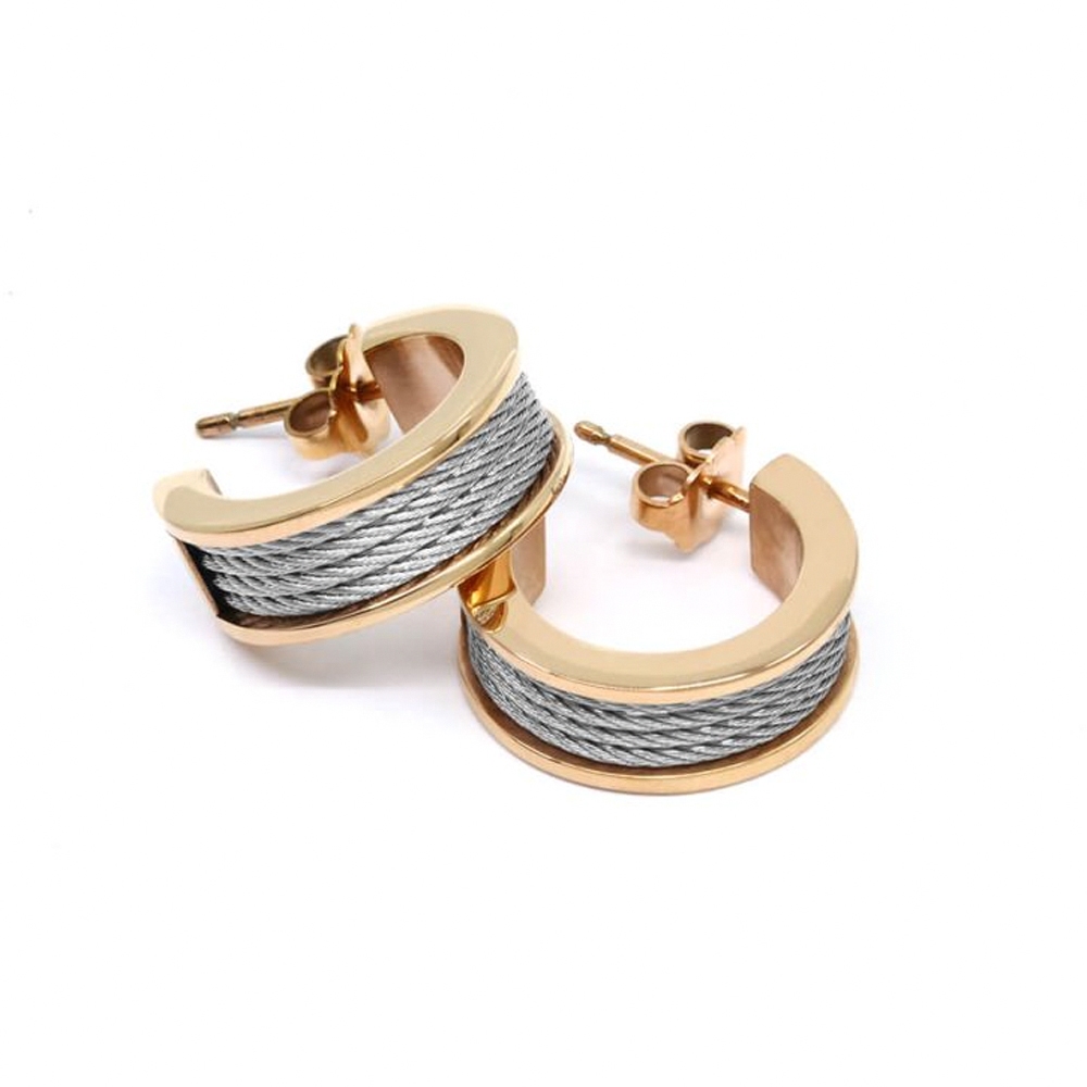 CHARRIOL 夏利豪 FOREVER 鋼索耳環 送禮推薦 03-02-1139-0, , large