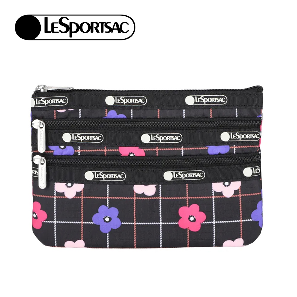 |快速出貨|Lesportsac 3-Zip Cosmetic 三層拉鍊化妝包/ 花格棋盤