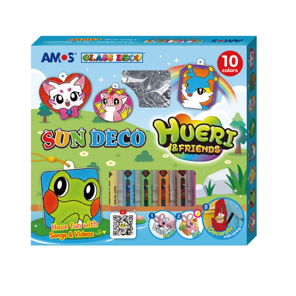【韓國AMOS】10色HUERI&FRIENDS 模型版DIY玻璃彩繪組