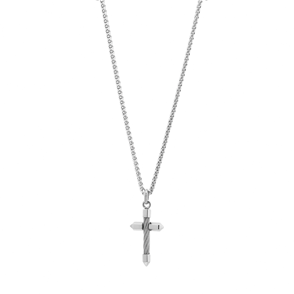 CHARRIOL 夏利豪 CELTIC 十字架鋼索項鍊-小 08-101-1282-2