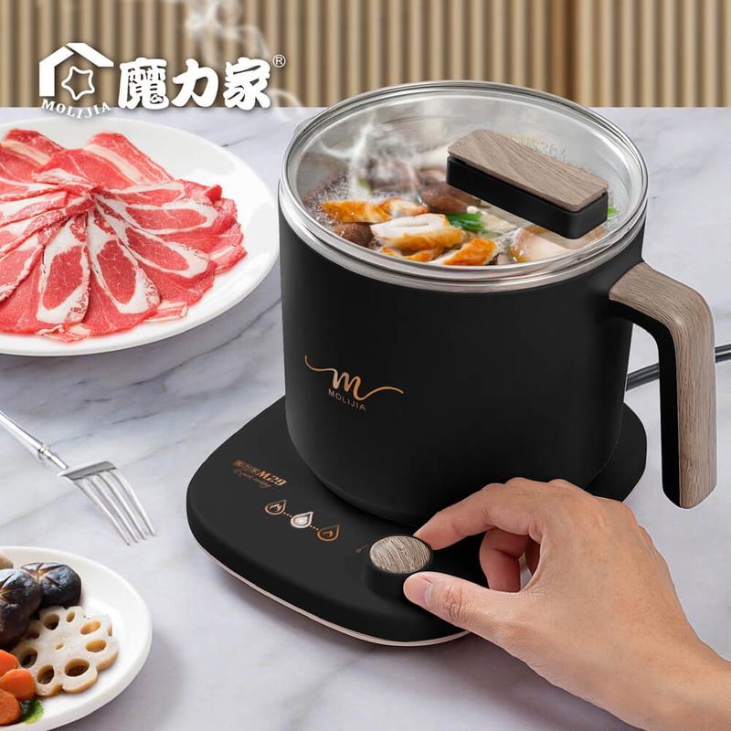【MOLIJIA 魔力家】M29 保溫分離式快煮鍋1.7L-岩暮黑, , large