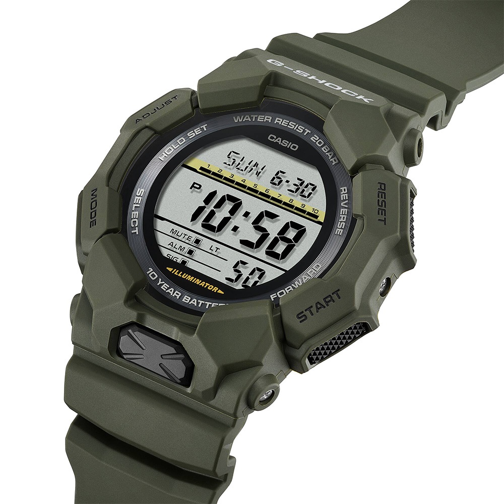 CASIO 卡西歐 G-SHOCK 軍綠色10年電力 大螢幕電子錶 學生錶 GD-010-3, , large