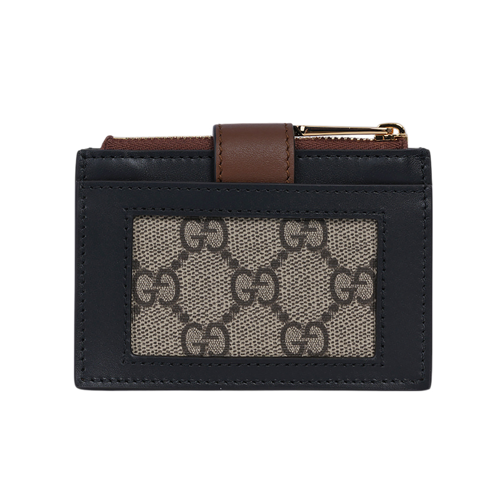 GUCCI Padlock 鎖釦設計附證件夾層拉鍊卡夾包/零錢包/烏木色/黑色, , large