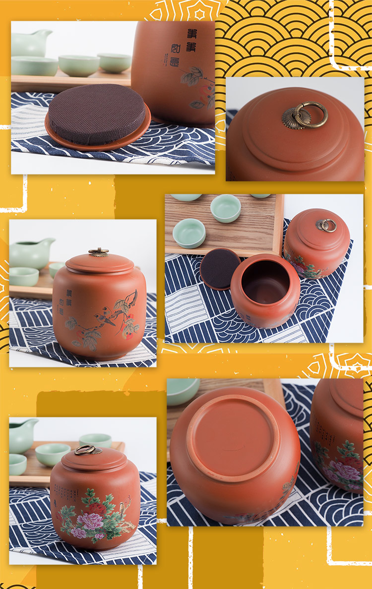 圓形陶土茶葉罐-1入, , large