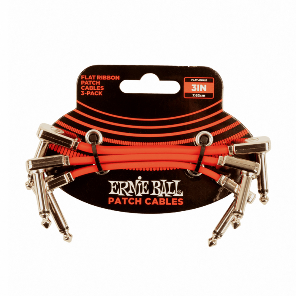 ERNIE BALL 3' Cable 3Pcs 短導線一組三條 7.62公分 紅色款【敦煌樂器】, , large