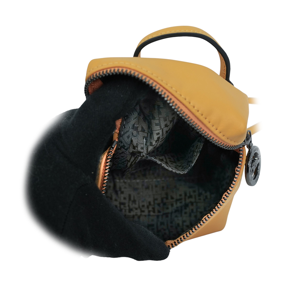 LONGCHAMP Le Pliage Xtra XS 小牛皮拉鍊迷你手提/斜背二用包/蜜糖色, , large