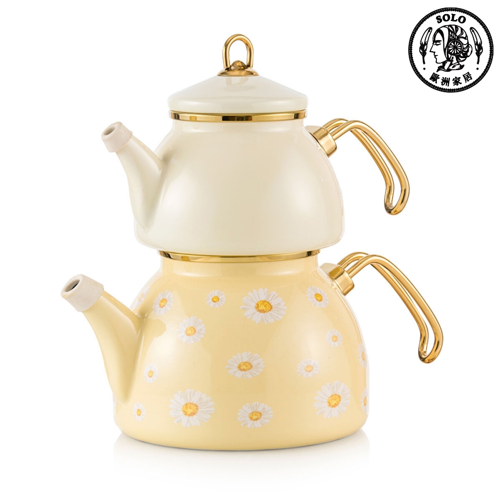 【SOLO Vintage】LCW Home 鄉村雛菊 Enamel Kettle Sub Teapot Set Made in Turkey 1.1L + 2.3L, , large