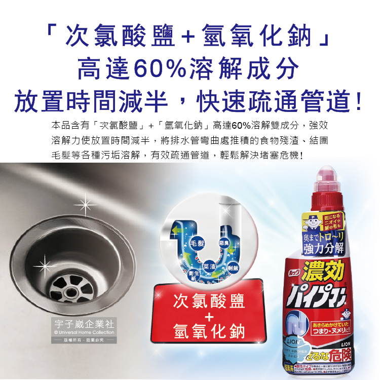 Lion chemical drain cleaner 450ml, , large