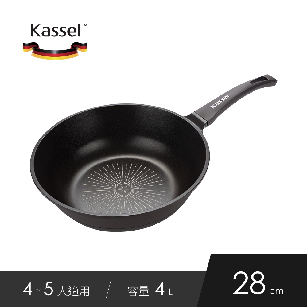 韓國Kassel 鑽石超導熱不沾輕炒鍋-28cm(瓦斯爐、電磁爐適用款、不挑爐具), , large