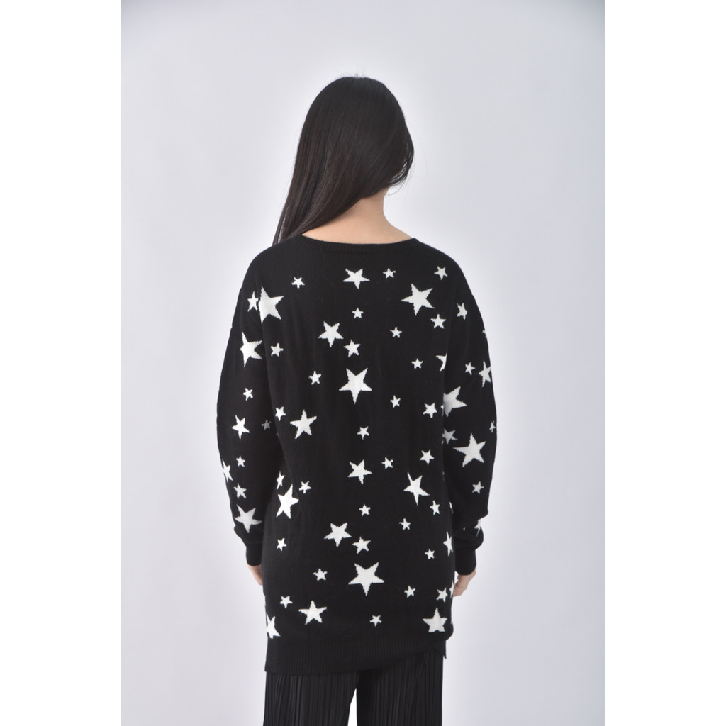 (L) x girl星星黑色長袖上衣二手衣, , large