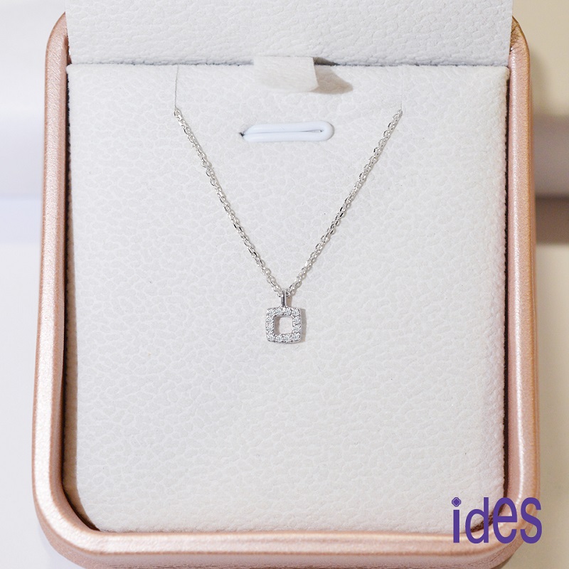 [ides愛蒂思] 成年禮 生日禮 日系輕珠寶OL系列設計款14K金鑽石項鍊鎖骨鍊/時尚方型, , large