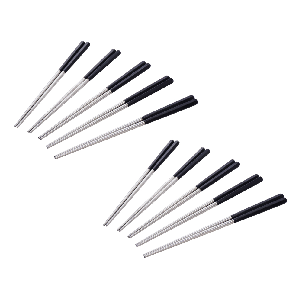 【Buffalo牛頭牌】加長版不鏽鋼複合筷六角23cm10雙(沉穩黑/304不鏽鋼/環保筷/食品級/公筷/料理筷/筷子), , large