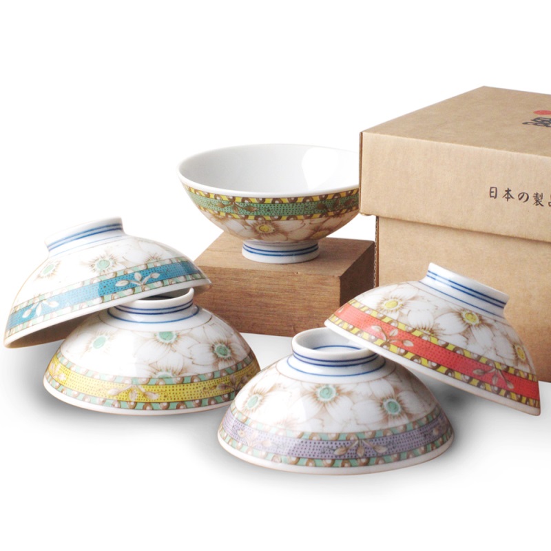 [豐名日本餐具] 4.0"飯碗禮盒組 大花五色入 / X04RB0-16-5, , large