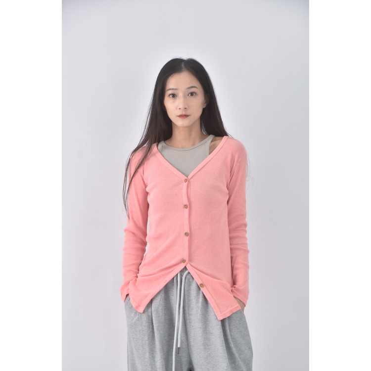 (S) 質感V領粉色外套二手衣, , large