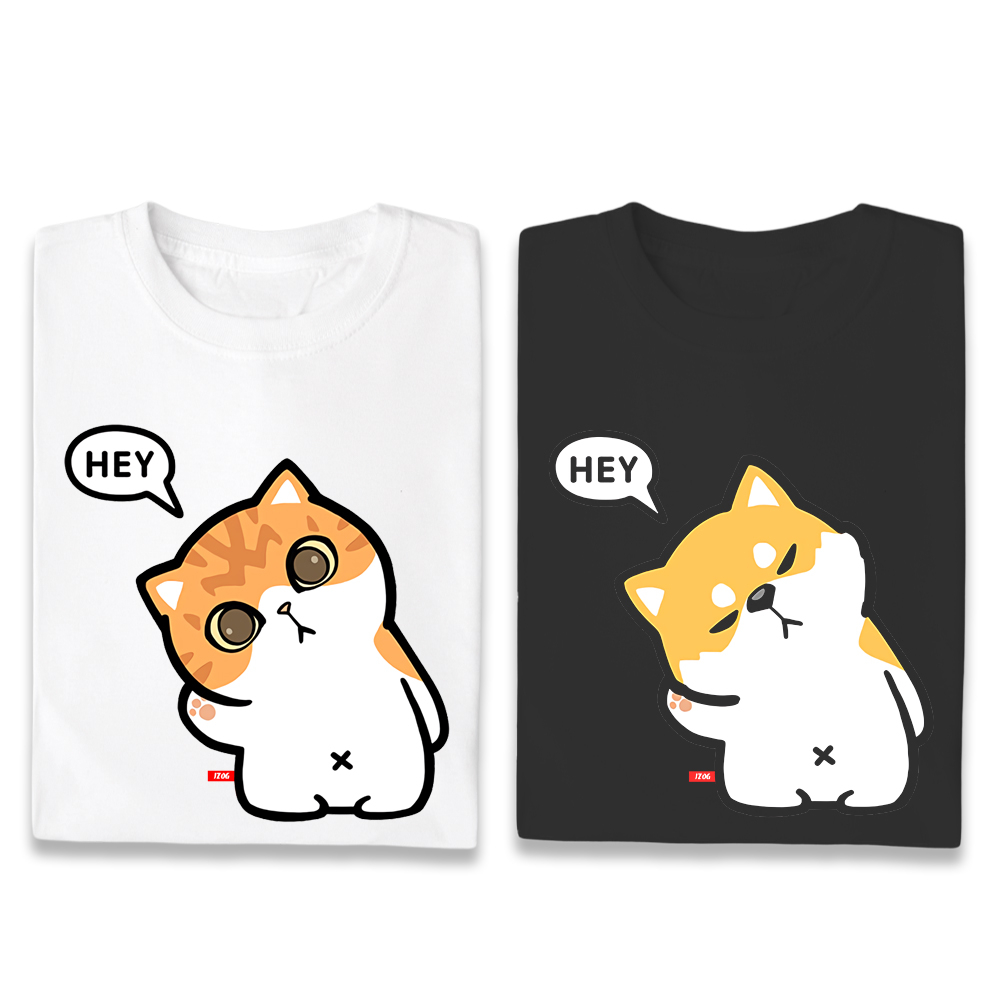 JZ TEE Shiba Inu & Cat-HEY Graphic Tee