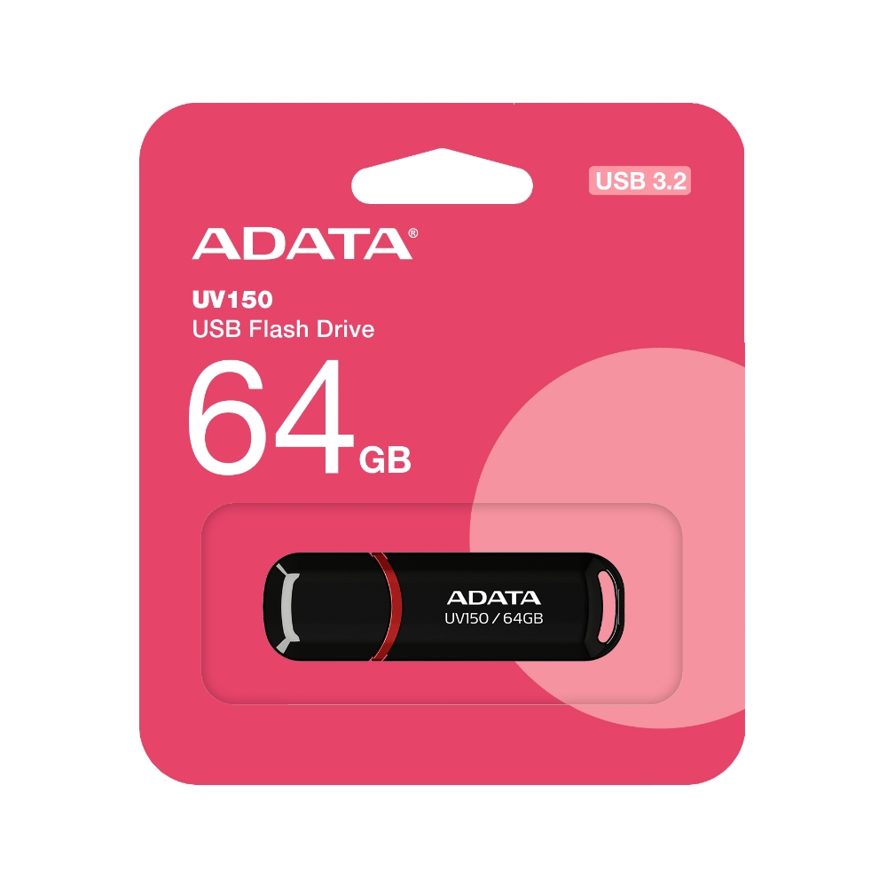 【ADATA 威剛】UV150 64G 黑色 USB 3.2 Gen 1 高速 隨身碟, , large