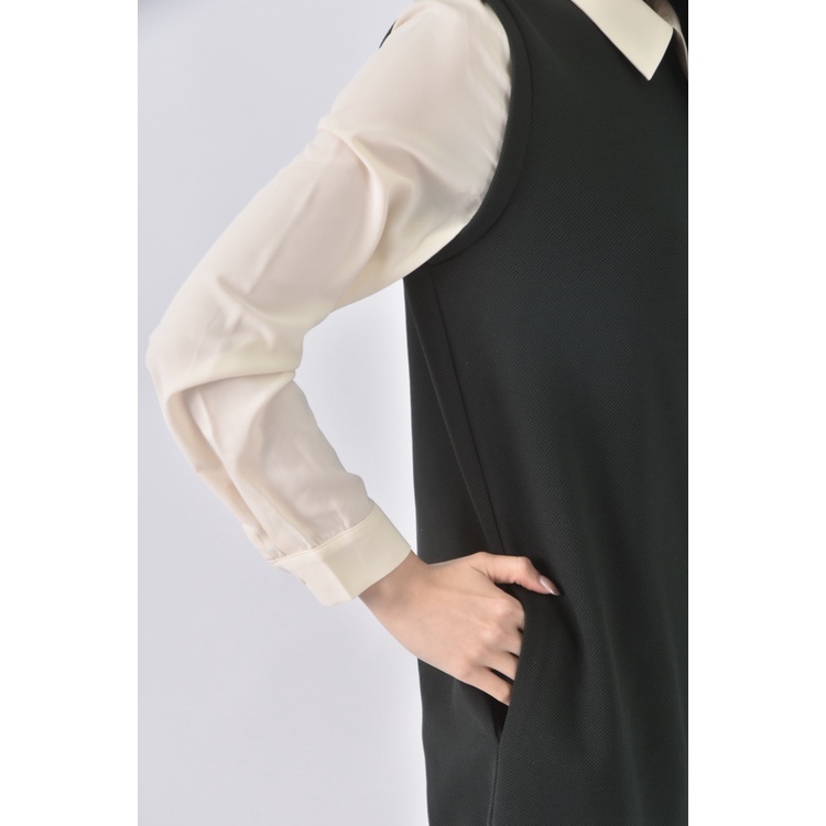 (S) pscompany質感學院風綠色洋裝二手衣, , large