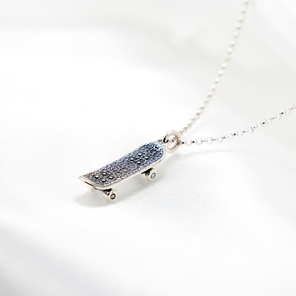 【Angel & Me】街頭 滑板 s925 純銀項鍊 運動 聖誕節 生日禮物, , large