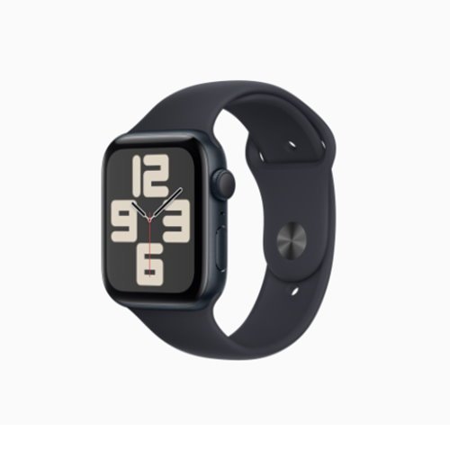 Apple Watch SE2 GPS ; 44mm午夜色鋁金屬錶殼搭配午夜色運動錶帶S/ M_ 台灣公司貨+錶貼＋錶套, , large
