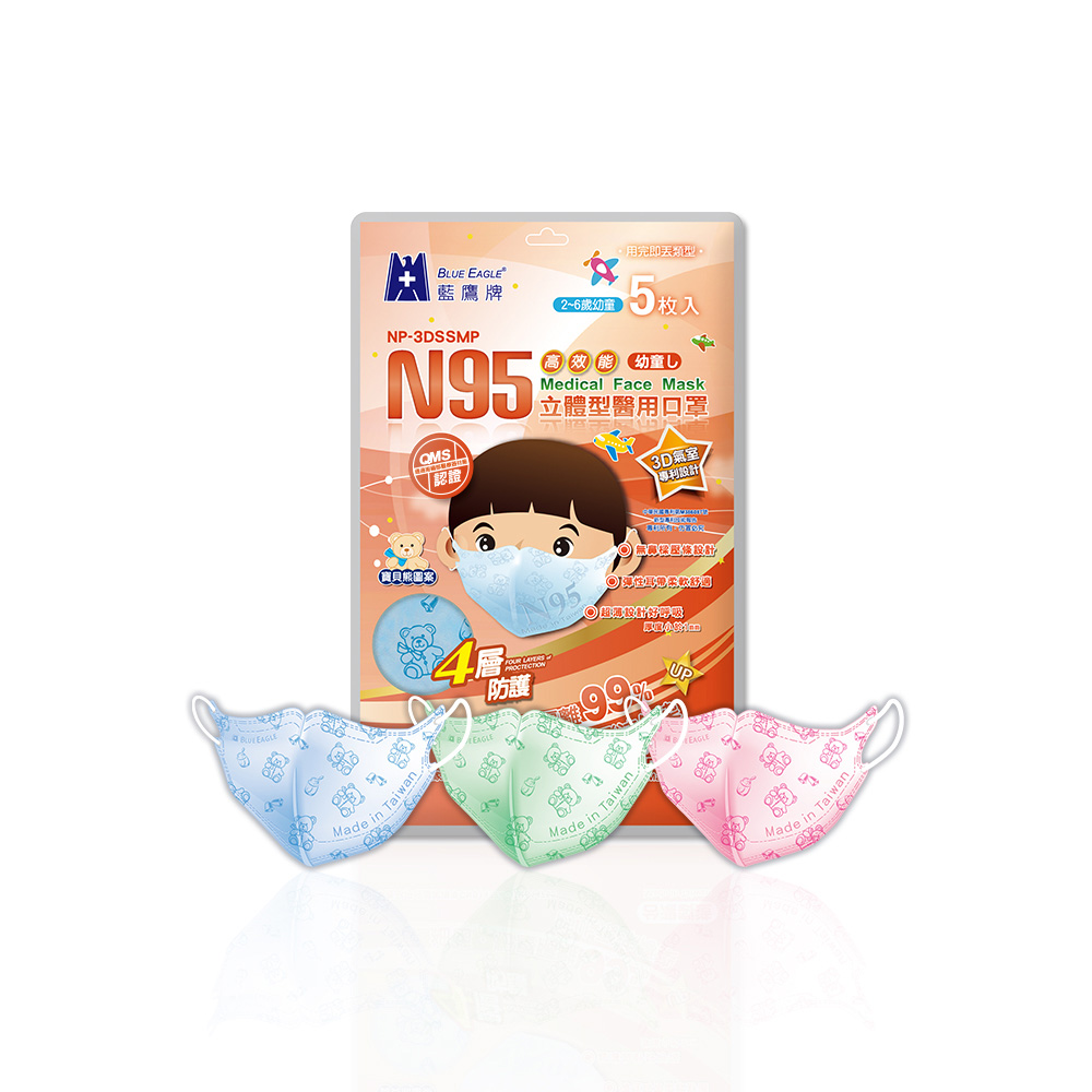 【Blue Eagle】N95 3D Kids Medical Face Mask (Ages 2-6) Bags, , large