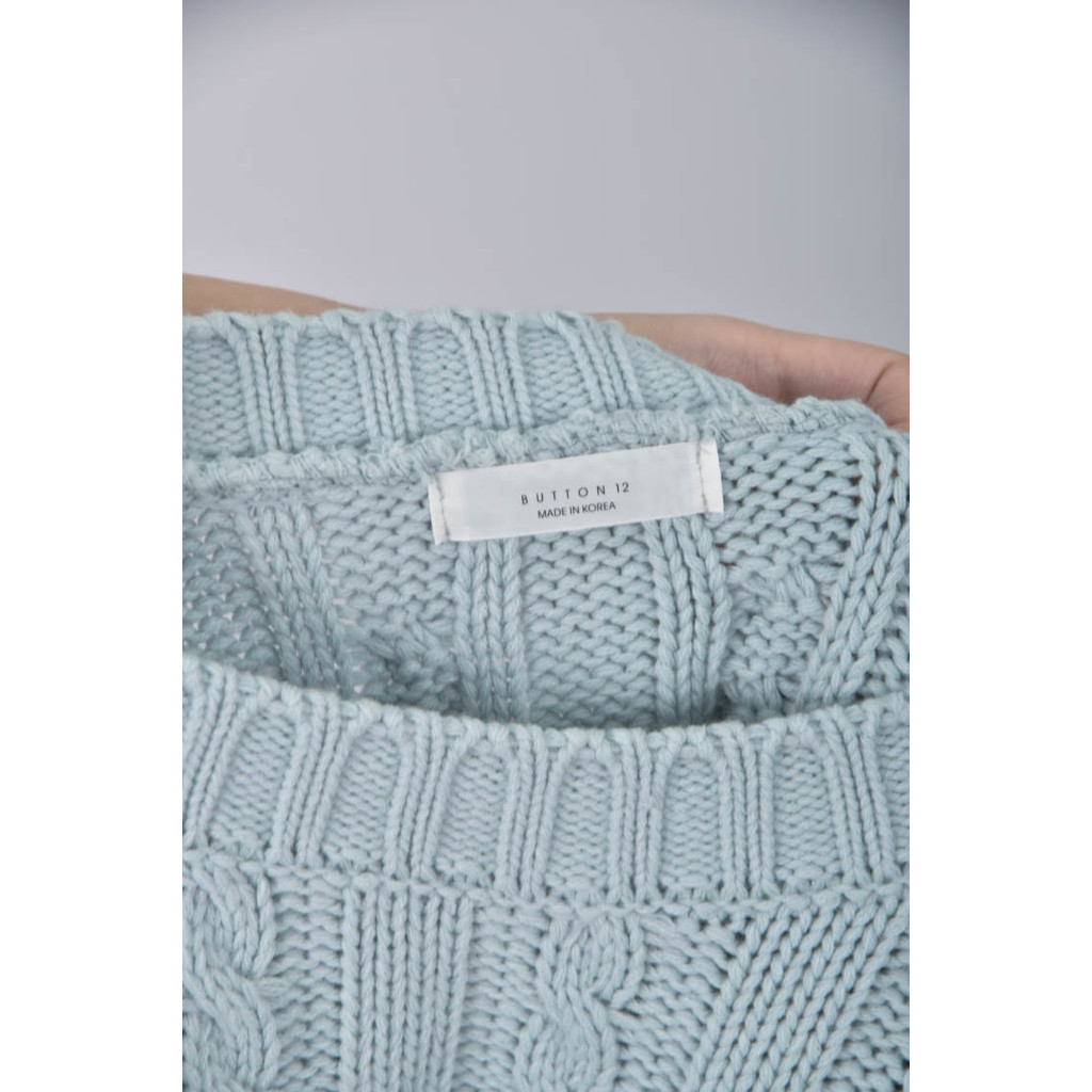 (XL) button 12質感花紋綠色長袖上衣二手衣, , large