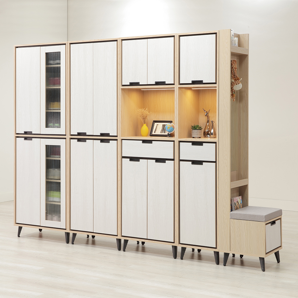 【唯熙傢俱】雷莎原木雙色9尺鞋櫃, , large