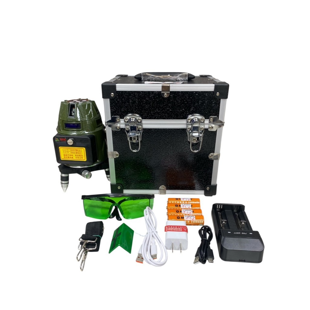 WIN五金 US-99G 台灣製造 綠光 電子式 雷射水平儀 雷射墨線儀 水平+垂直 八線八點 US99G 水平, , large