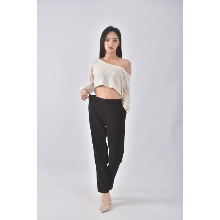 (S) uniqlo高腰質感黑色長褲二手衣, , large